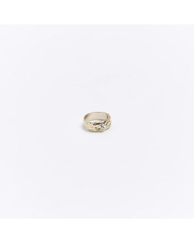 River Island Textured Diamante Ring - White