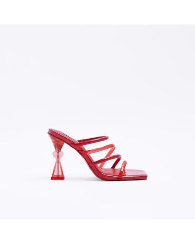 River Island Red Perspex Heeled Mules - Pink