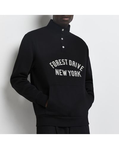 River Island Black Regular Fit Graphic Sweatshirt