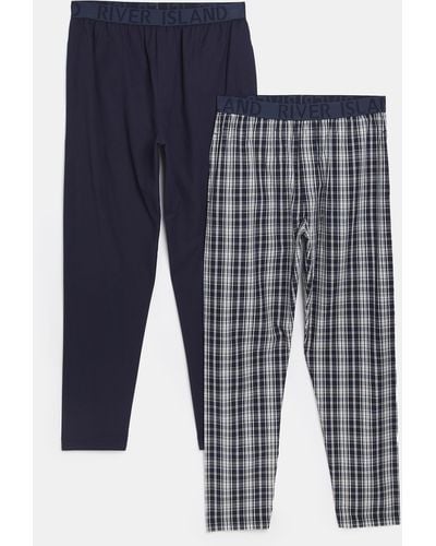 River Island Navy Multipack Ri Check Pyjama sweatpants - Blue