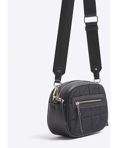 River Island Black Quilted Cross Body Camera Bag
