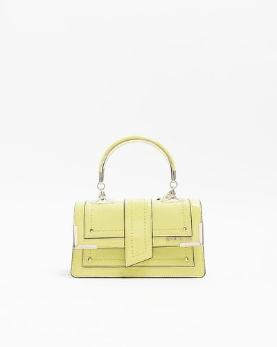 River Island Faux Leather Satchel Bag - Yellow