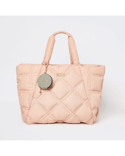 River Island Pink Nylon Quilted Puffer Shopper Bag