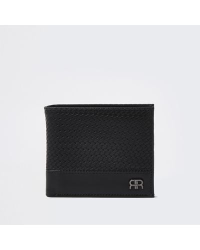 River Island Black Rr Textured Fold Out Wallet