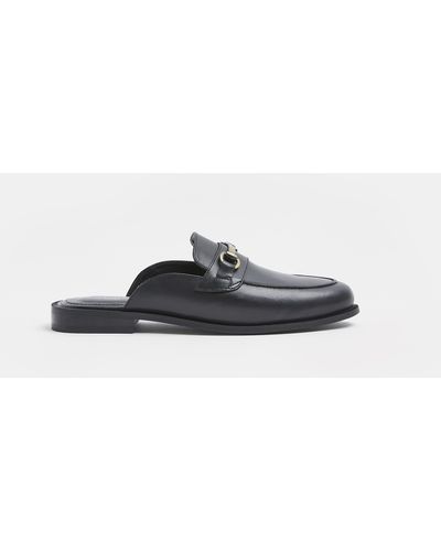 River Island Black Leather Snaffle Detail Loafers