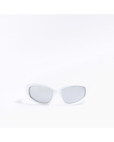 River Island White Mirror Lenses Curved Sunglasses
