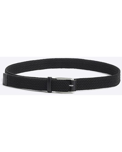 River Island Black Elasticated Webbing Belt - White