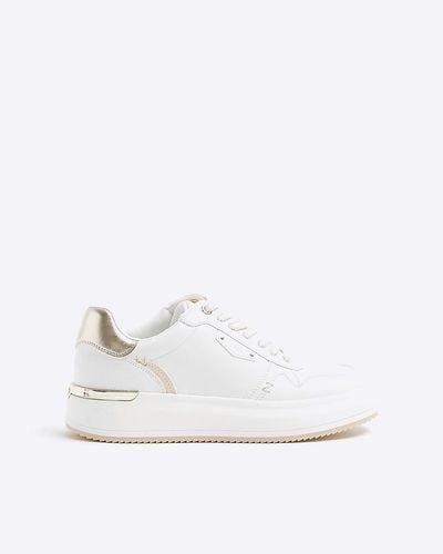 River Island White Panel Lace Up Sneakers