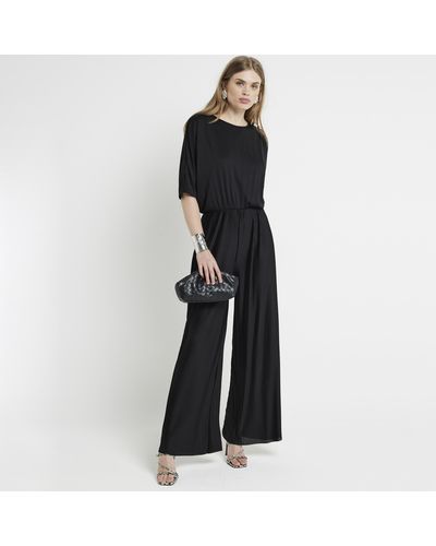 River Island Black Pleated Jumpsuit