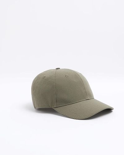 River Island Khaki Seersucker Cap - Green