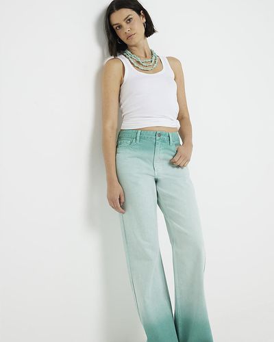 River Island Ombre Relaxed Straight Fit Jeans - Blue