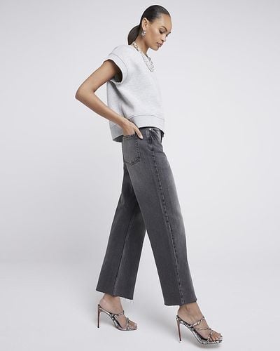 River Island Black Faded Relaxed Straight Jeans - White