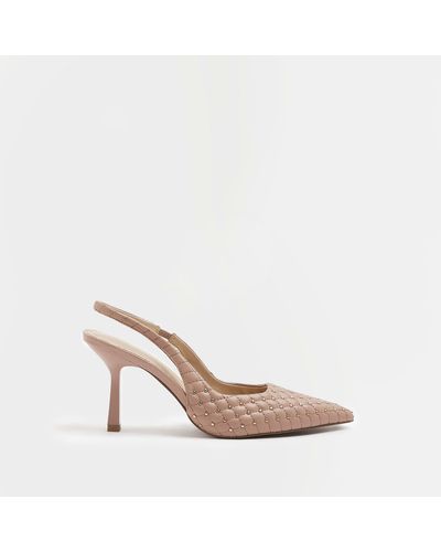 River Island Stud Heeled Court Shoes - Pink