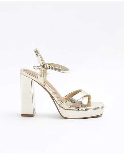 River Island Crossed Strap Heeled Sandals - White
