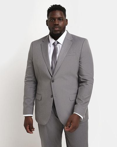 River Island Skinny Fit Twill Suit Jacket - Gray