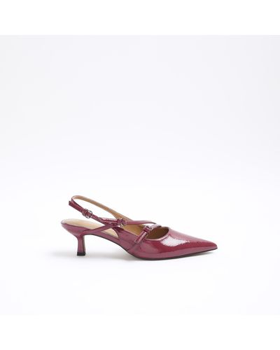 River Island Red Strappy Heeled Sling Back Court Shoes - Pink