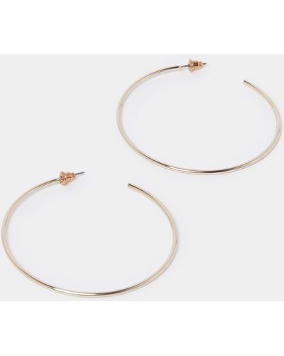 River Island Rose Gold Thin Hoop Earrings - White