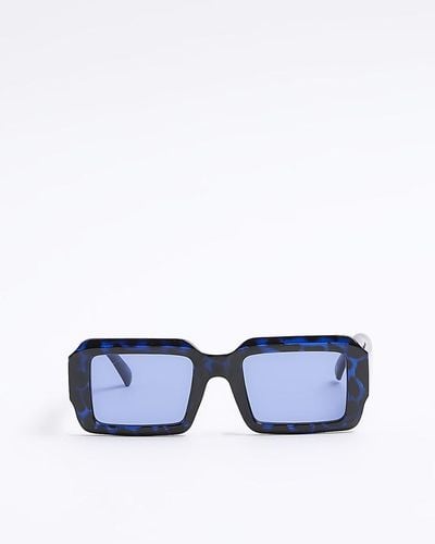 River Island Blue Rectangle Sunglasses
