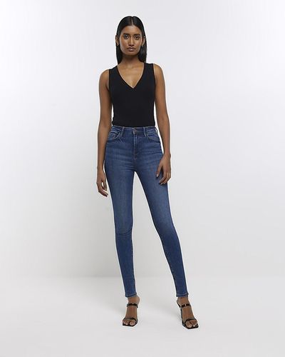 River Island Blue High Waisted Bum Sculpt Skinny Jeans