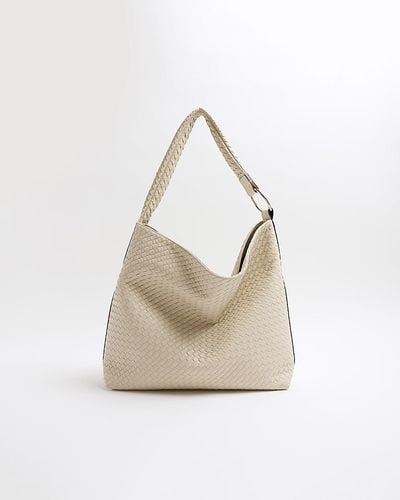 River Island Cream Woven Slouch Tote Bag - Natural