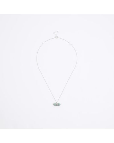 River Island Silver Healing Stone Necklace - White
