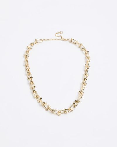 River Island Gold Chain Link Necklace - White