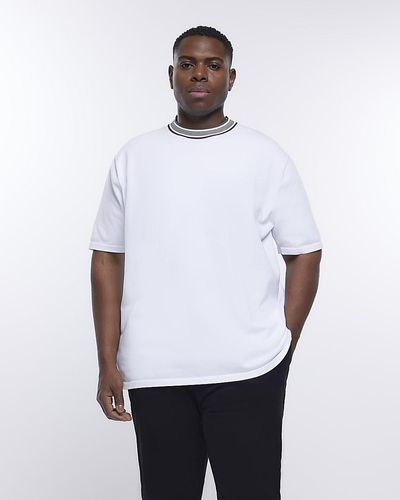 River Island Big And Tall White Knitted Taped T-shirt