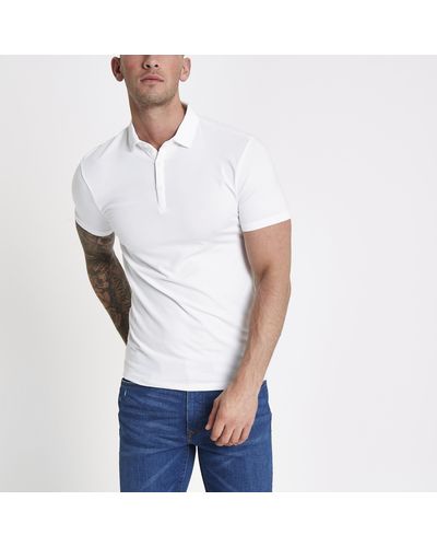 River Island Short Sleeve Polo Shirt - White
