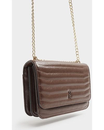 River Island Brown Quilted Chain Shoulder Bag