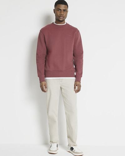 River Island Red Regular Fit Loopback Sweatshirt