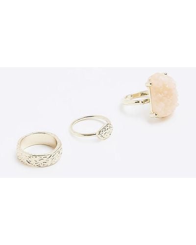 River Island Stone Textured Rings Multipack - White
