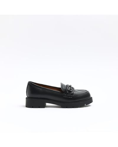 River Island Black Chain Detail Chunky Loafers