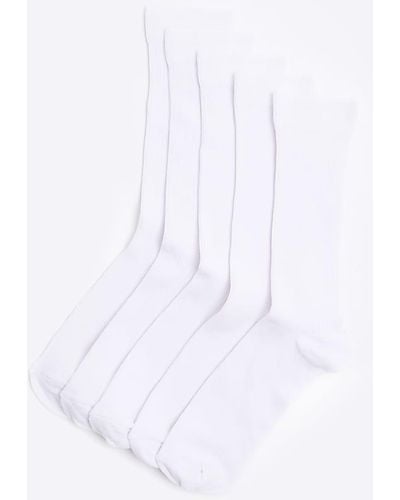 River Island 10pk White Ribbed Socks