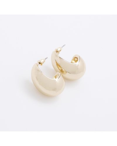 River Island Gold Domed Hoop Earrings - White