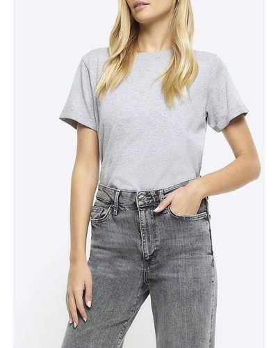 River Island Rolled Sleeve T-shirt - Gray