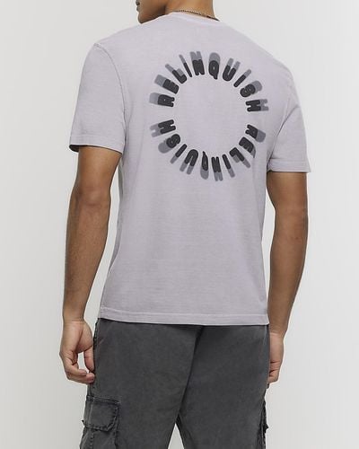 River Island Grey Regular Fit Circle Graphic T-shirt
