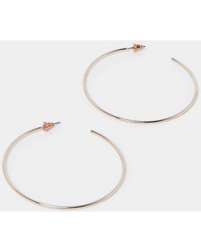 River Island Rose Gold Thin Hoop Earrings - White