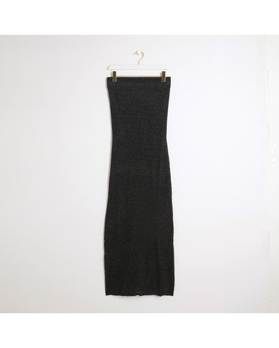 River Island Knitted Glitter Bandeau Maxi Dress - Black