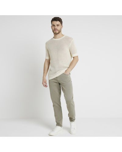 River Island Green Slim Fit Jeans - Natural