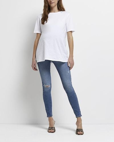River Island Blue Molly Mid Rise Maternity Skinny Jeans