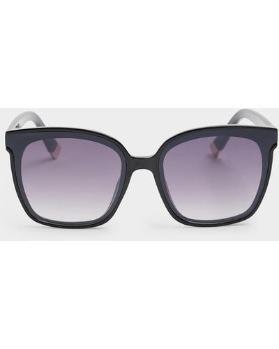 River Island Black Oversized Square Sunglasses - Purple