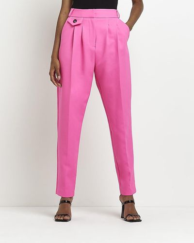 River Island Pink Pleated Tapered Pants