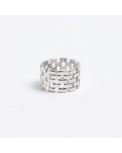 River Island Silver Colour Textured Ring - White