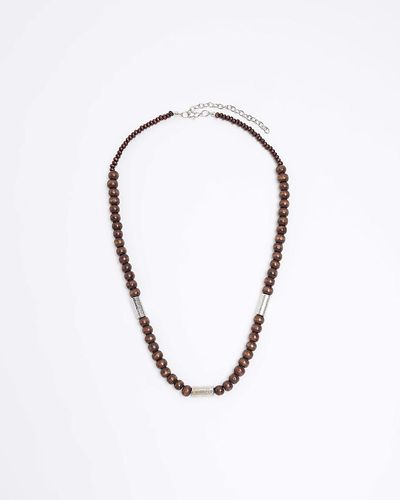 River Island Brown Beaded Necklace - Blue