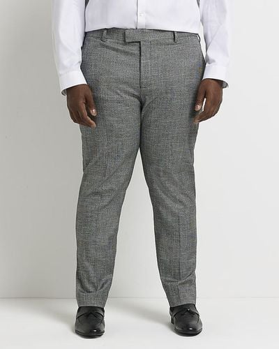 River Island Big & Tall Grey Houndstooth Suit Trousers