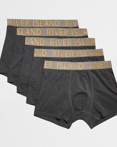 River Island Gray Multipack Ri Waistband Boxers