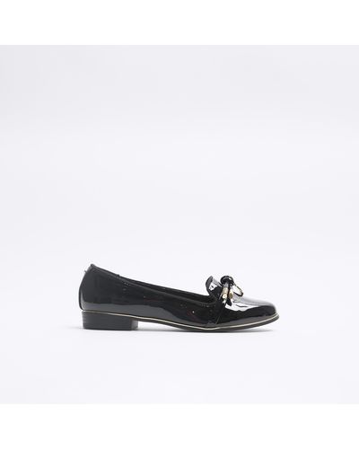 River Island Black Patent Knot Detail Loafers