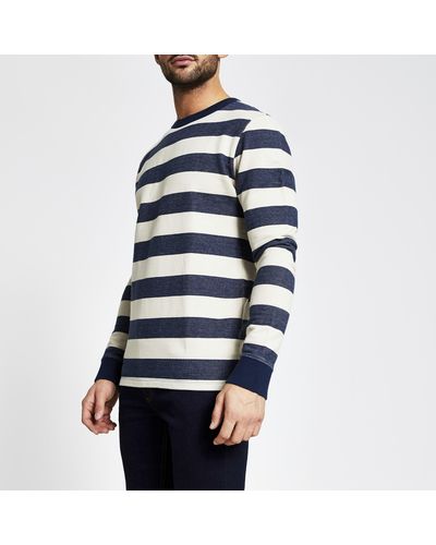 SELECTED Selected Homme Stripe Sweatshirt - Blue