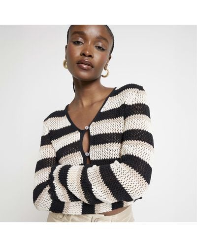 River Island Black Crochet Stripe Cardiagan