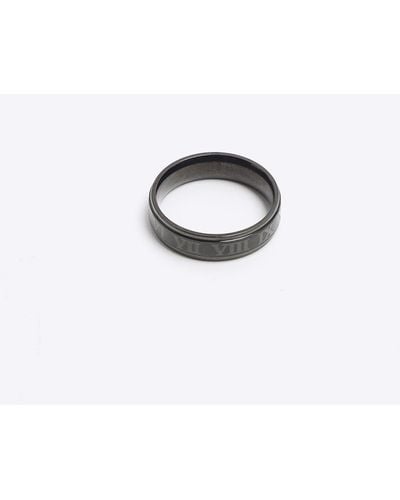 River Island Stainless Steel Roman Band Ring - Black